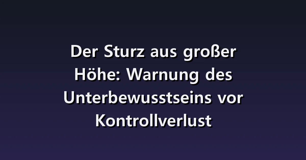 Traumdeutung vom Fallen: Vergleich von Aufzugs-, Treppen- und Landeszenen
